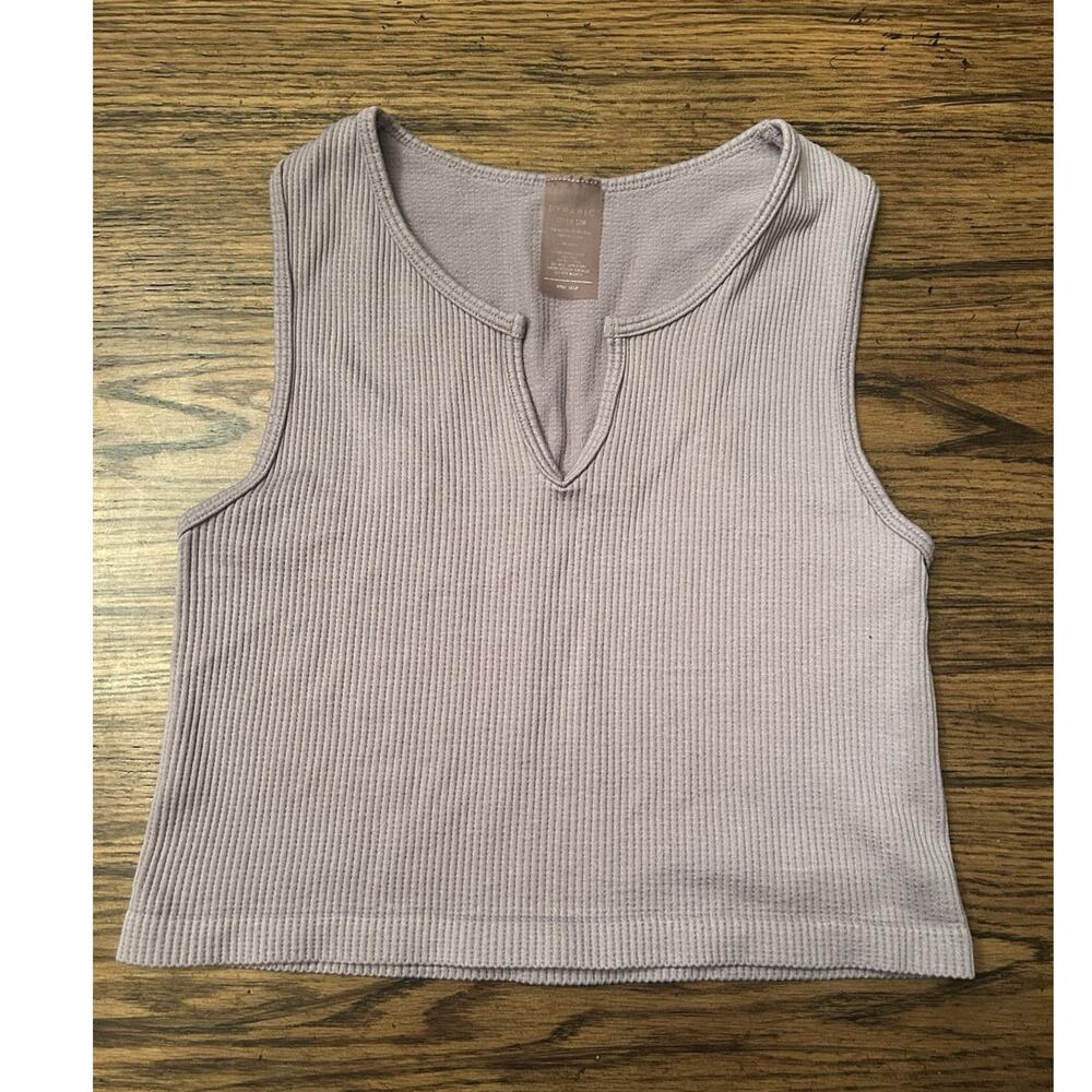 Dynamic Cropped Ribbed Knit Tank Top Lavender Sleeveless Stretch One Size